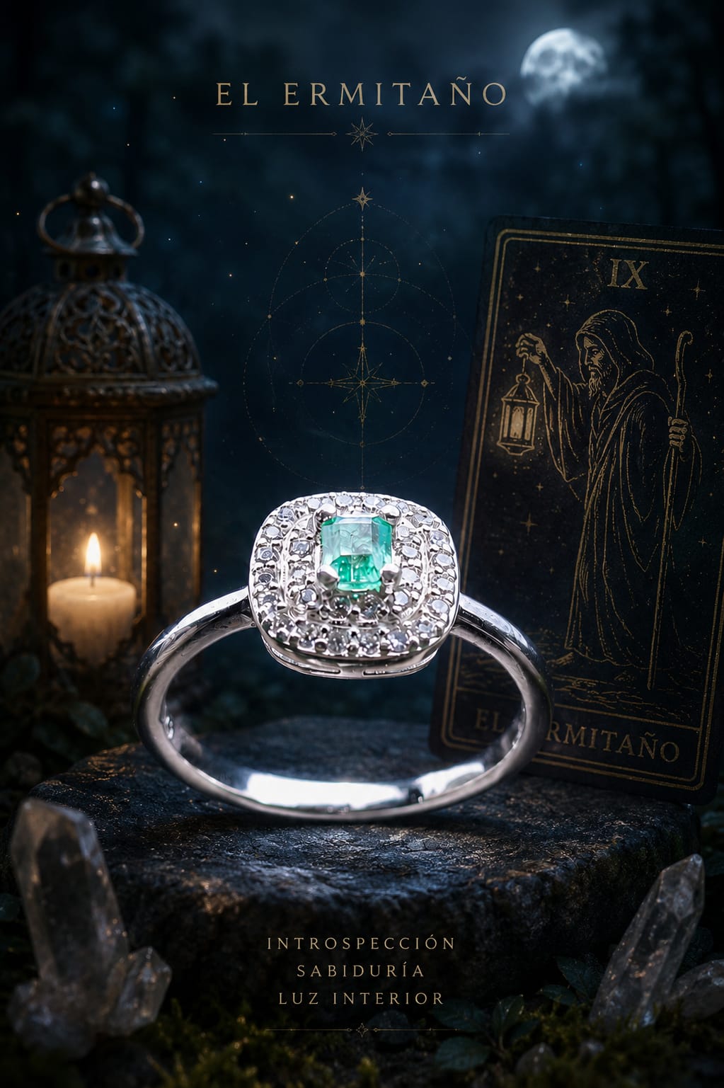 Anillo Esmeralda Halo — Introspección y Luz Interior